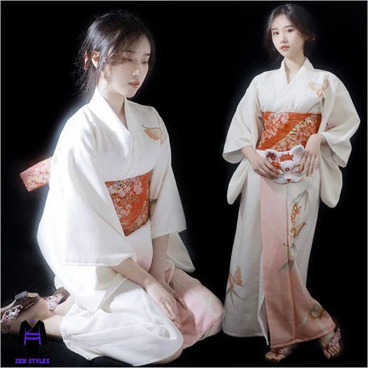 Kimono Blanc Long Femme