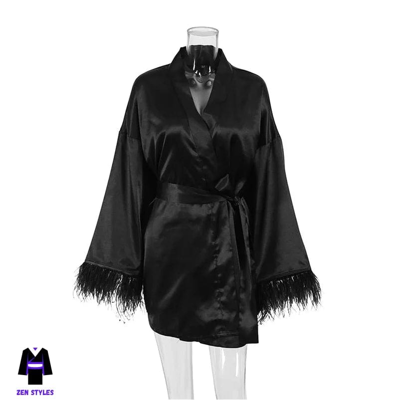 Kimono Court Femme Noir