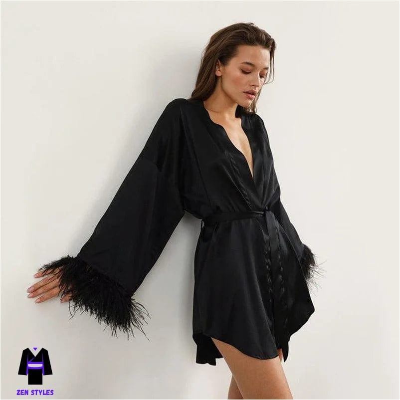 Kimono Court Femme Noir